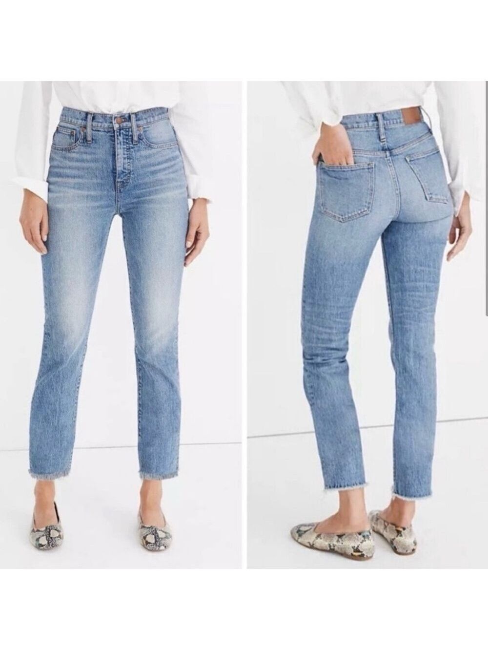Madewell BoHo Whiskering The Perfect Vintage Jeans Ainsworth Wash Frayed Hem
